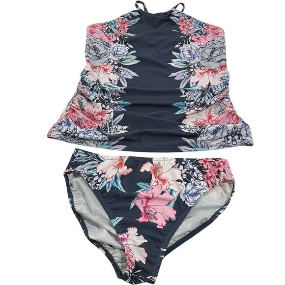 Venus Greyish Blue Floral Tankini‎ - Size 12 - Picture 1 of 10